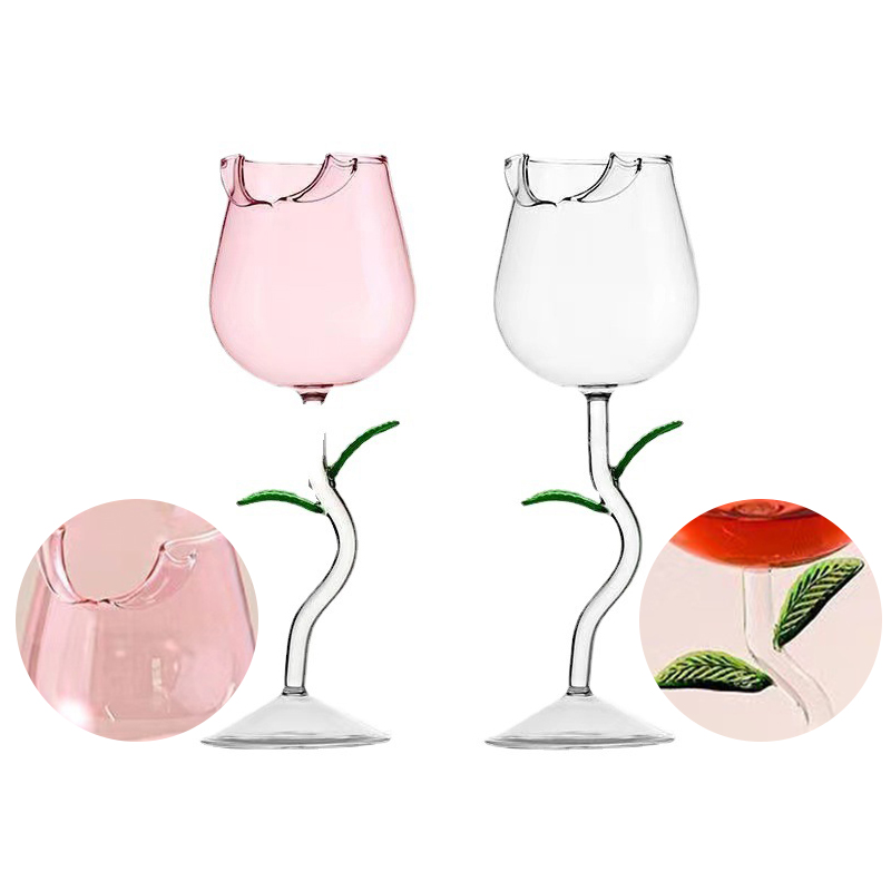 Copas de vino tinto en forma de rosa, copa de vino con forma de rosa de colores, 150/400ml, copa de cóctel
