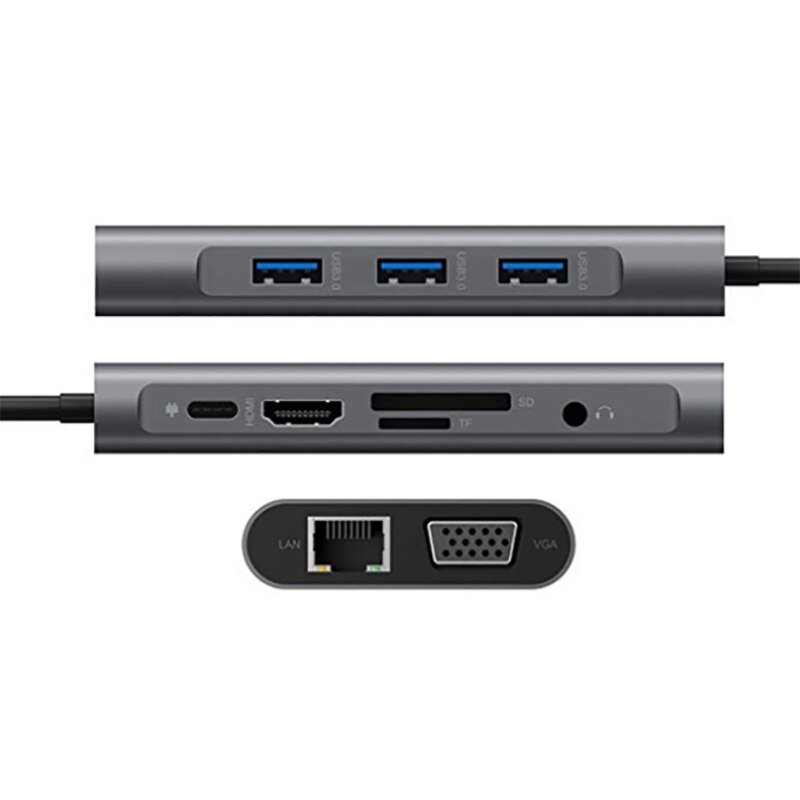 Moyeu 10-en-1 type-c moyeu USB3.0 PD charge haute vitesse pour Huawei XiaoMi Lenovo Station d'accueil 4K HDMI SD TF LAN