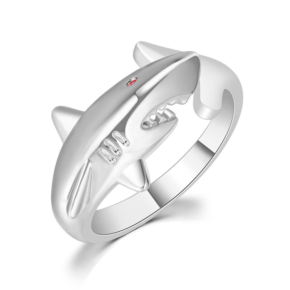 Anillo de tiburón de Color dorado para hombre y mujer, anillos ajustables con personalidad Punk, accesorios de pescado de Hip Hop, proveedores de joyería R719: Negro