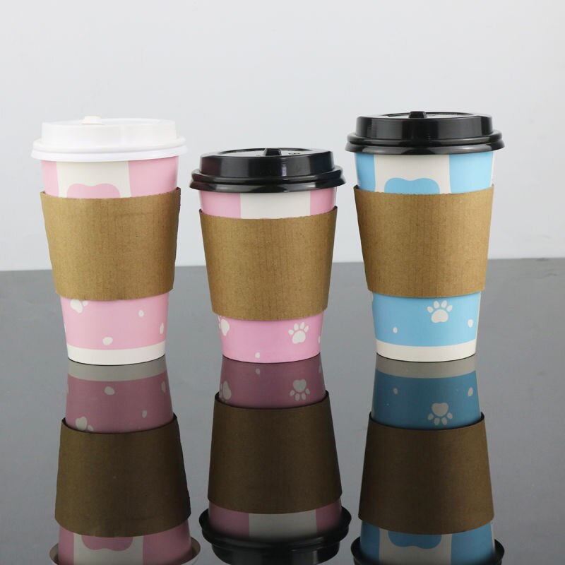 [ 100 rietjes] verdikte cartoon kattenpoot melk thee papieren beker wegwerp roze net zwarte koffie drinkbeker