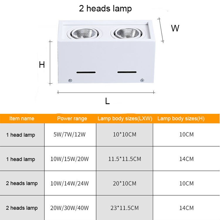 Sort hus antirefleks enkel installation overflademonteret rektangel led gitterlampe 10w 14w 20w firkantet 5w 7w 12w