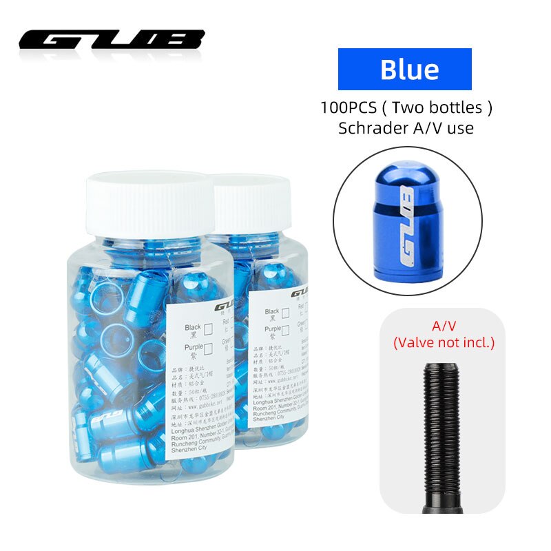 GUB 50 sztuk zawór rowerowy Cap opcjonalnie Schrader A/V Presta F/V stopu CNC anodowane osłona na sutek rustykalne darmo: Schrader Bu 100PCS