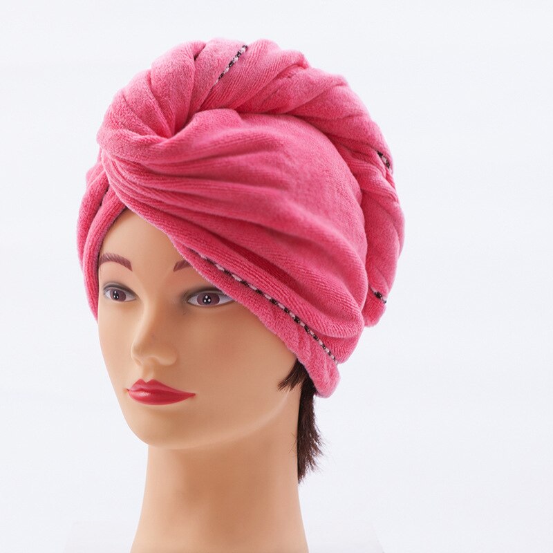 Toallas de secado rápido de 25x69Cm, gorros de microfibra para el pelo, gorro de ducha, turbante suave, absorbente, Toalla de baño, suministros de baño: rose red