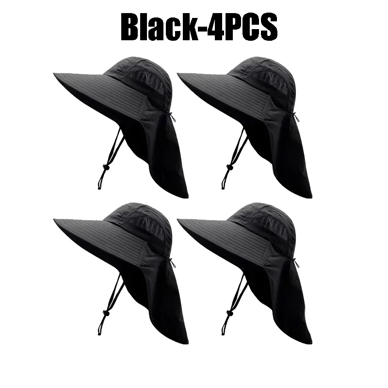 Cappello da sole estivo a tesa larga da uomo con protezione per il collo Cappello da pesca all'aperto Scialle Scialle Denim Copertura per il viso Protezione solare: nero