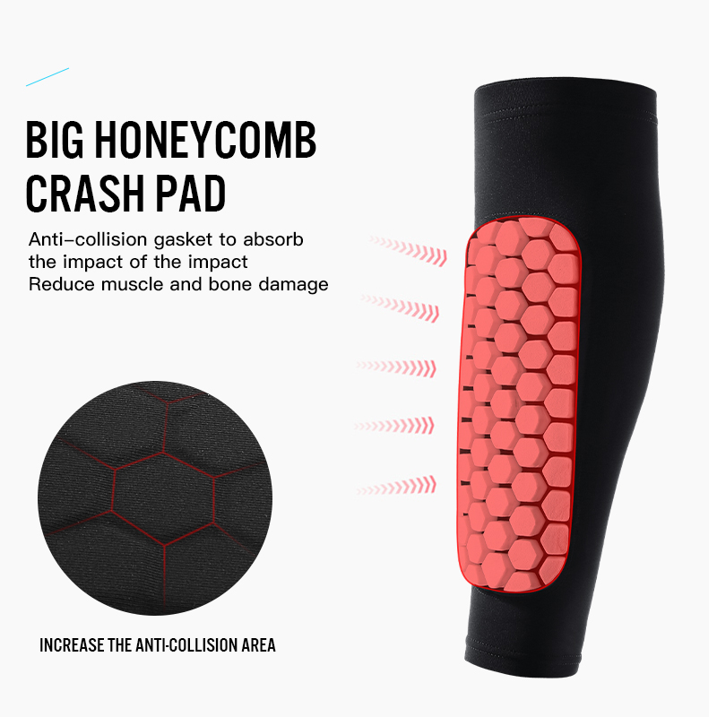 Protège-tibia de football avec mousse, manchon de compression de mollet, coussinets en accent d'abeille, legging de sport, équipement de football, 1PC