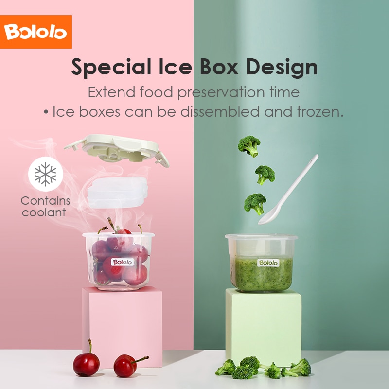 Bololo Baby food box bowl children food kit storage freezer box can be steamed baby food container