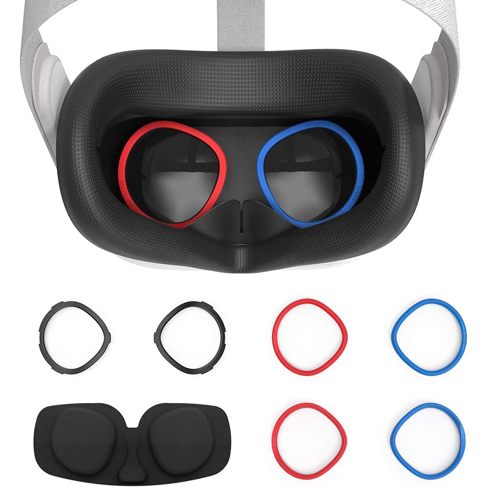 3-in-1 copri viso in Silicone e lente anello antigraffio protezione per Oculus Quest 2, accessori antisporco impermeabili resistenti al sudore