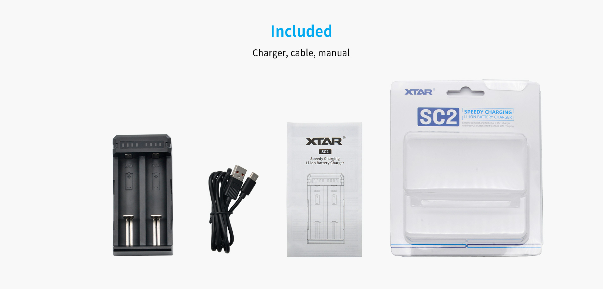 XTAR SC2 Charger USB 3A 18650 21700 26500 Battery Quick Charger