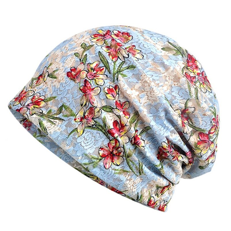 Muts van katoen, kant, bloemenmotief, casual stijl, ademend, elastisch, zomerzonnehoed, buiten, zon, straat, kamperen, vissen, zonnehoed: Hemelsblauw