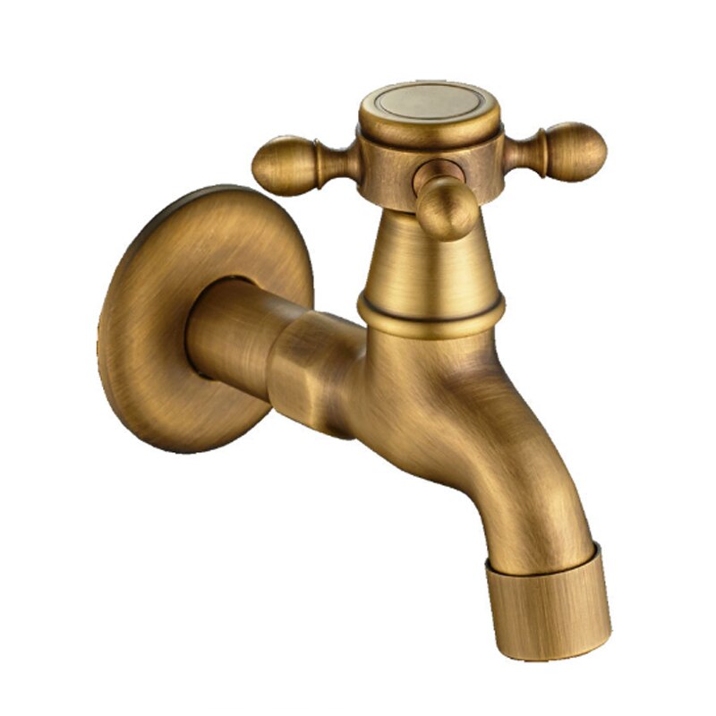 Black Washing Machine Tap Antique Brass Wall Mounted Single Cold Water Bibcock Kitchen Bathroom Basin Faucet Outdoor Garden Taps: Bronze B