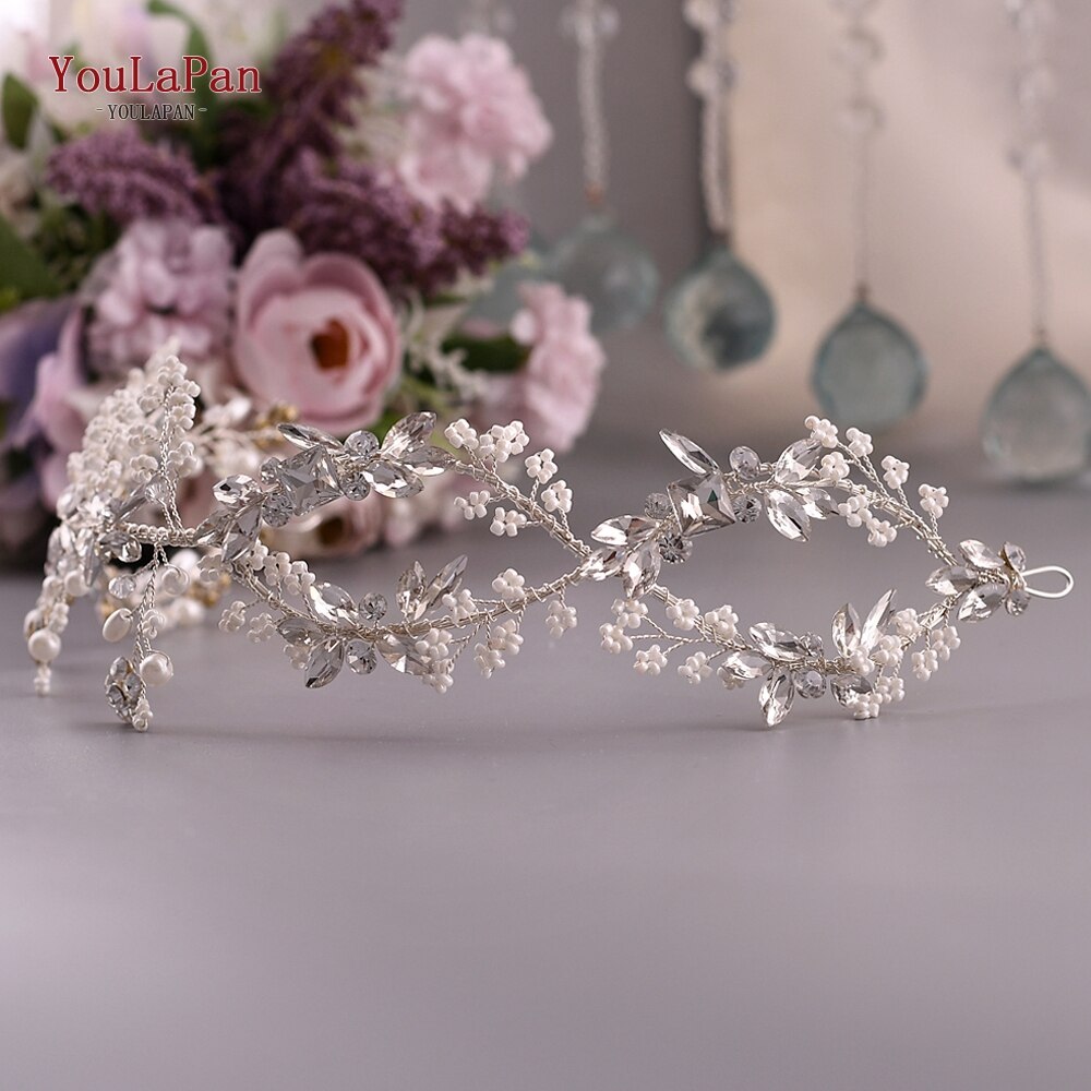 Youlapan brud hårbånd bryllup brude hår tilbehør tiara ornamenter bryllup pandebånd til brud hår smykker  hp288