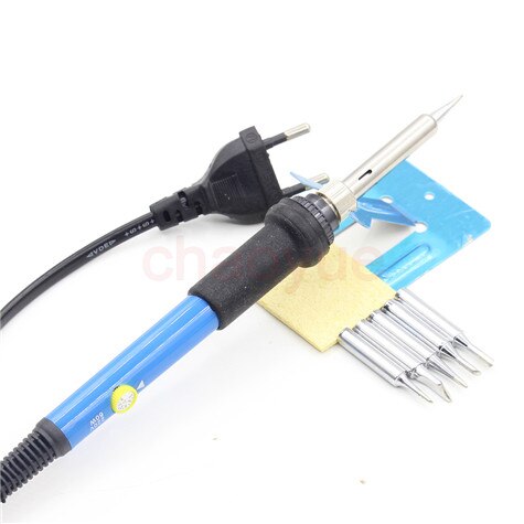 60W 220V Electric Adjustable Temperature Welding Solder Soldering Iron Welding Tool with 5pcs Iron Tips