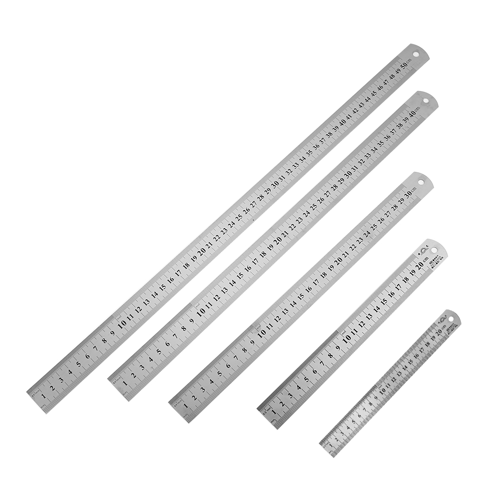 Regla recta de Metal, regla de acero inoxidable, suministros de escritura de papelería, herramientas de mano, herramienta de medición de doble cara de precisión