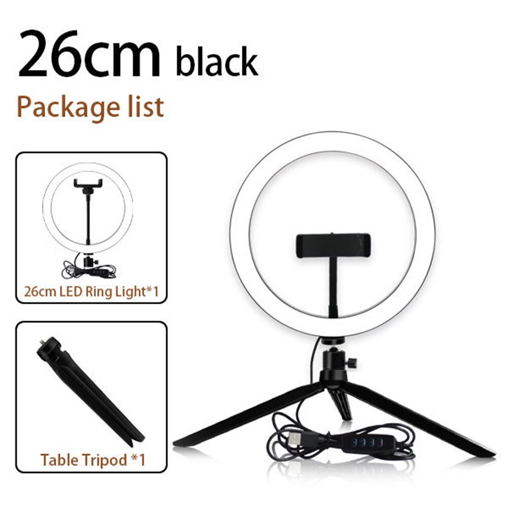 16/20/26cm LED Selfie Ring Light Dimmable LED Ring Lamp Photo Video Camera Phone Light ringlight For Live Fill Light: 26cm