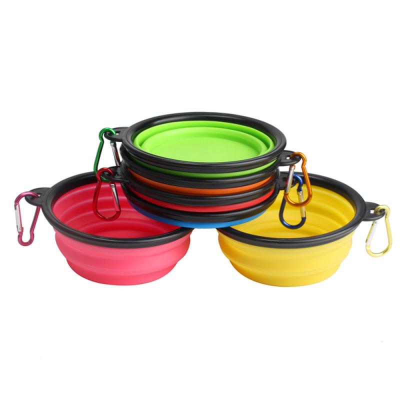 De Viaje de silicona plegable Bol para mascotas perro tazón plegable portátil Gato comida de perro alimentación de agua taza plato, suministros para mascotas