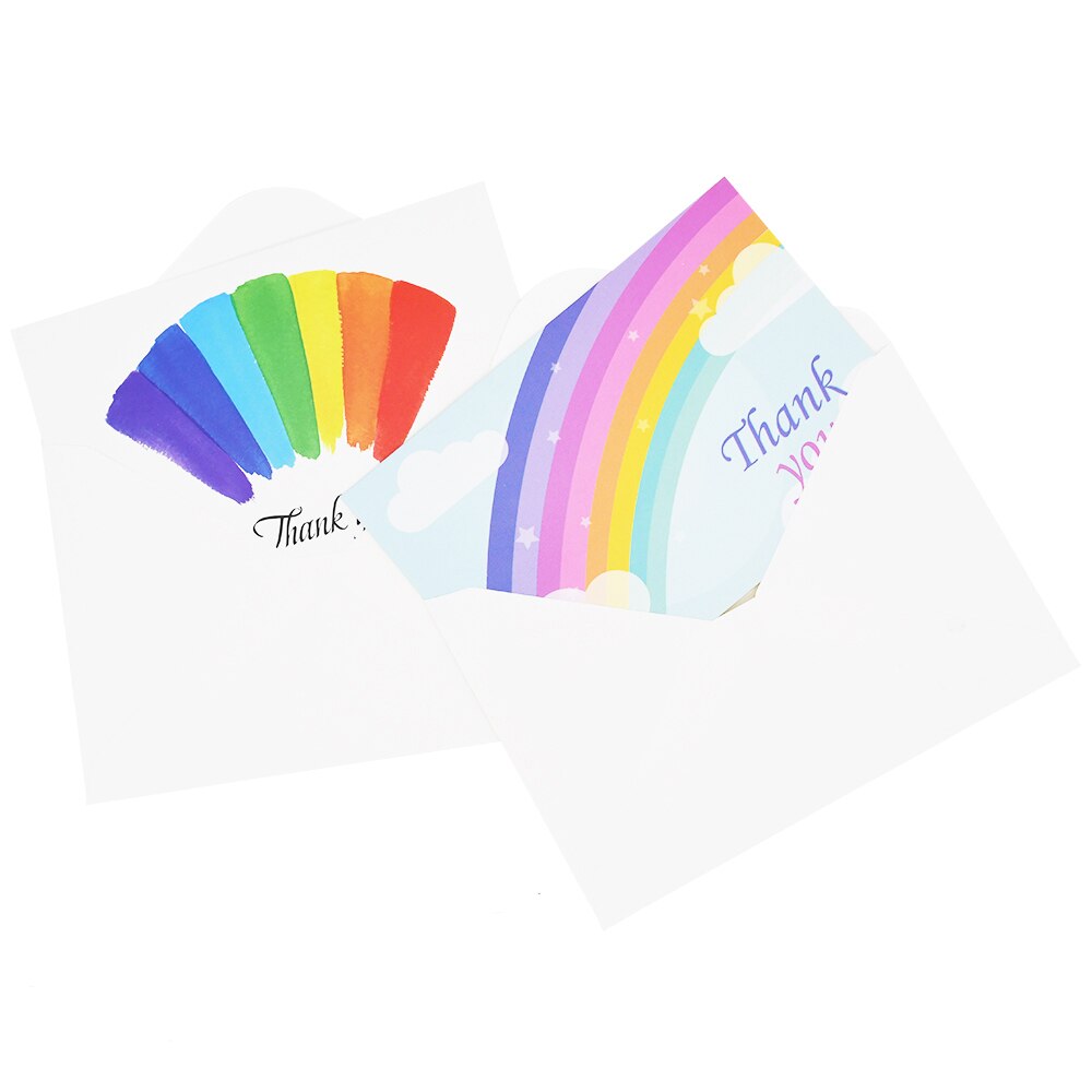 2-5pcs Colorful Rainbow Thank You Cards Wedding Party Invitation Greeting Cards Thanksgiving Day Postcard Folding Cards