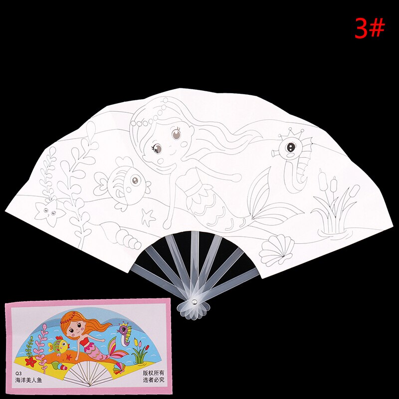 24Cm Schilderen Zomer Fan Diy Speelgoed Voor Kinderen Cartoon Dier Kleur Graffiti Origami Fan Art Ambachtelijke Speelgoed Creatieve Tekening kids: 3