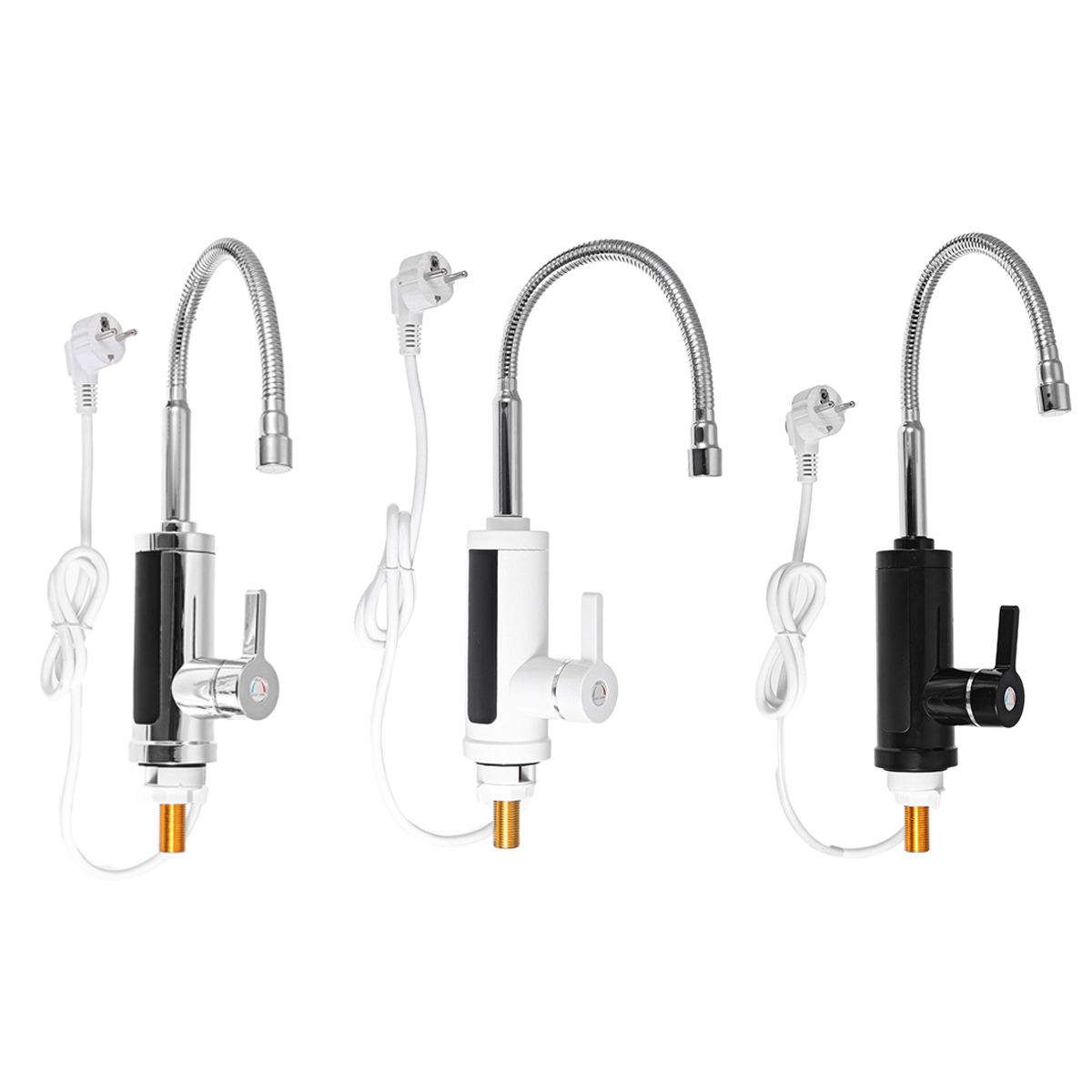 3000W 220V Electric Kitchen Flow Water Heater Tap Instant Water Faucet Heater Cold Heating Tankless Water Heater with LED