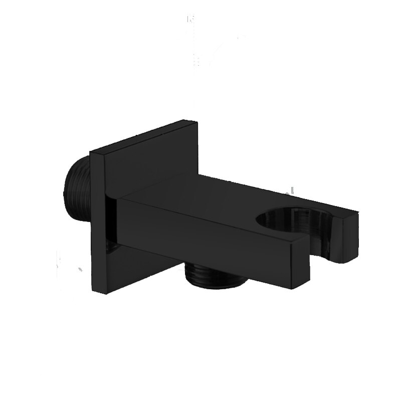 Hand Shower Hook Chromed Polish Shower Seat Solid Brass G1/2" With Shower Hose Connector Shower Mounting Brackets: Black I style