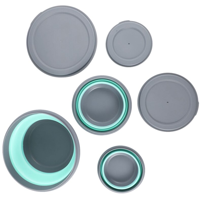 3 Stks/set Kom Sets Siliconen Vouwen Lunchbox Vouwen Kom Draagbare Siliconen Vouwen Kom Opvouwbare Slakom Met Deksel: Default Title