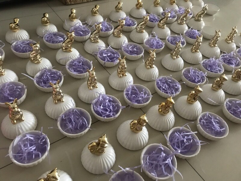 Boîtes à bijoux en céramique animaux roses mignons | Boîte à bibelots bague de mariage avec support en cristal, boîte de rangement pour boucle d'oreille bijoux, artisanat