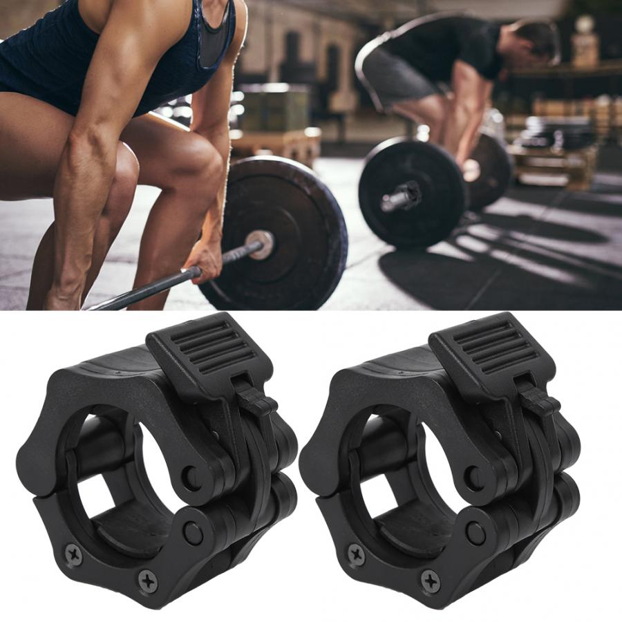 2PCS Barbell Buckle Lock Plastic Black Barbell Safety Buckle Weightlifting Bar Dumbbell Quick Lock Clip Fitness