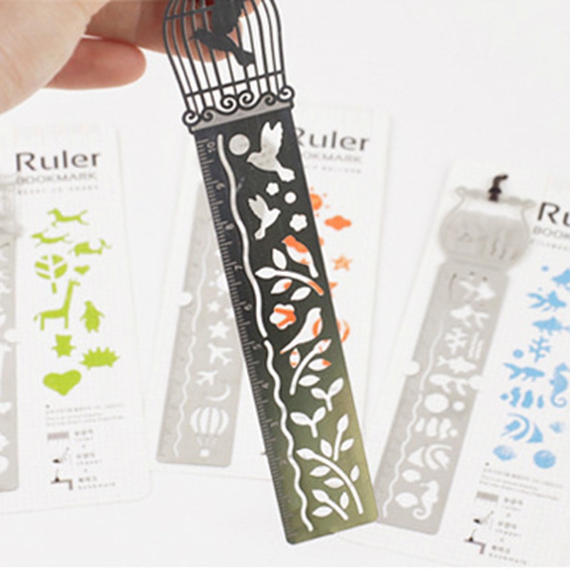 ZOCLOT 1 Piece Paper-cut Style Good Point Rule Simply Drawings Draw Ruler Multifunctional Metal Bookmark for Decoration