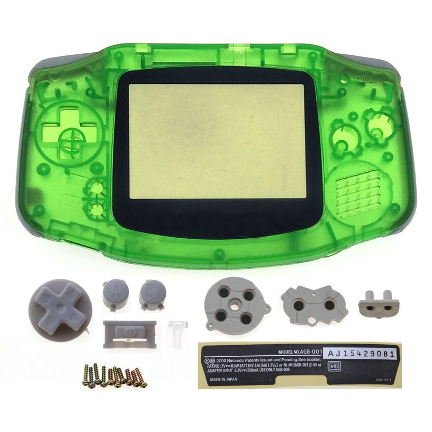 JCD 1 pz custodia in plastica custodia custodia per Console GBA Shell con Kit pulsante etichetta Stick lente schermo per Gameboy Advance: Clear Green