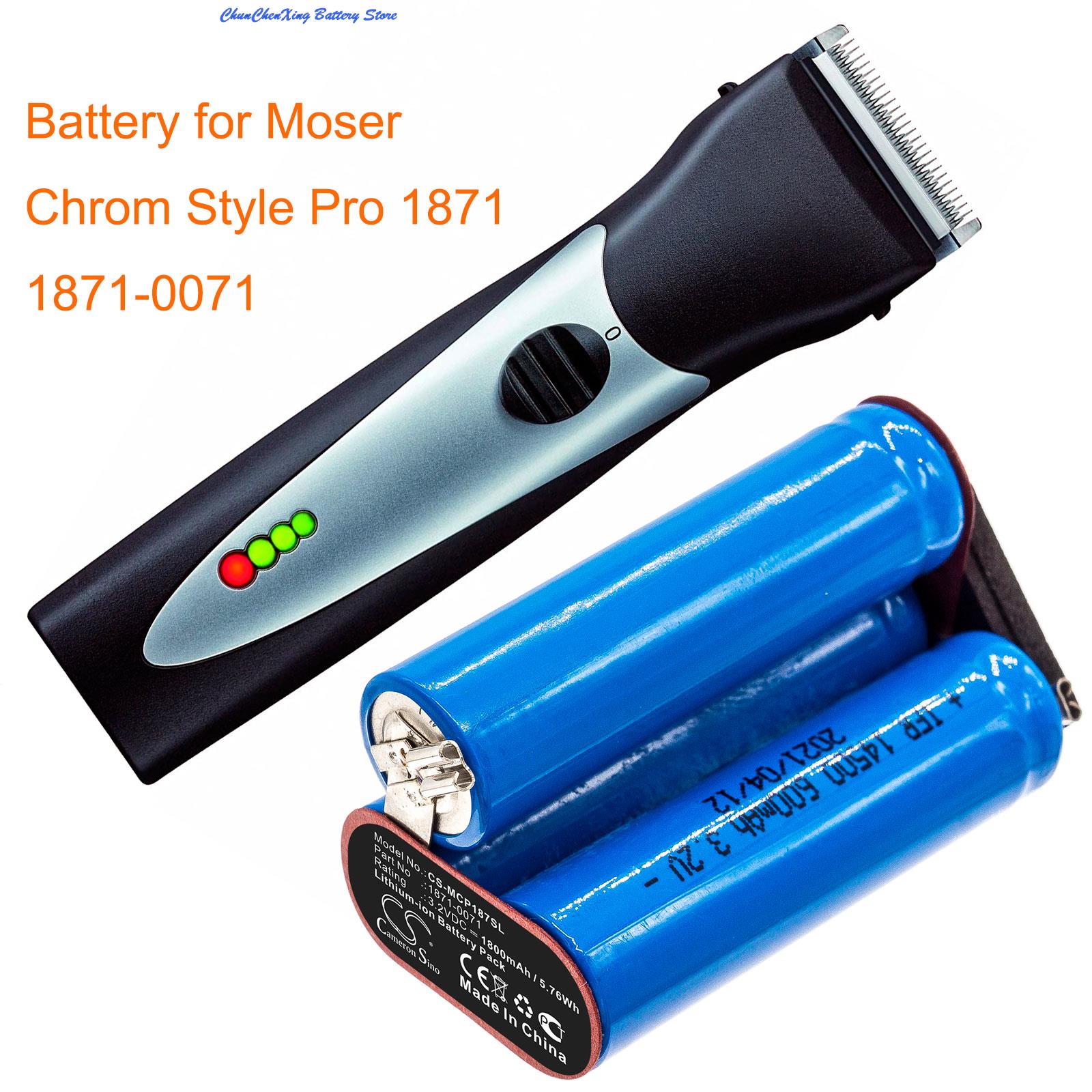 Batería Para afeitadora de 1800mAh, para Moser Chrom Style Pro 1871, 1871-0071, ChromStyle Pro 1871