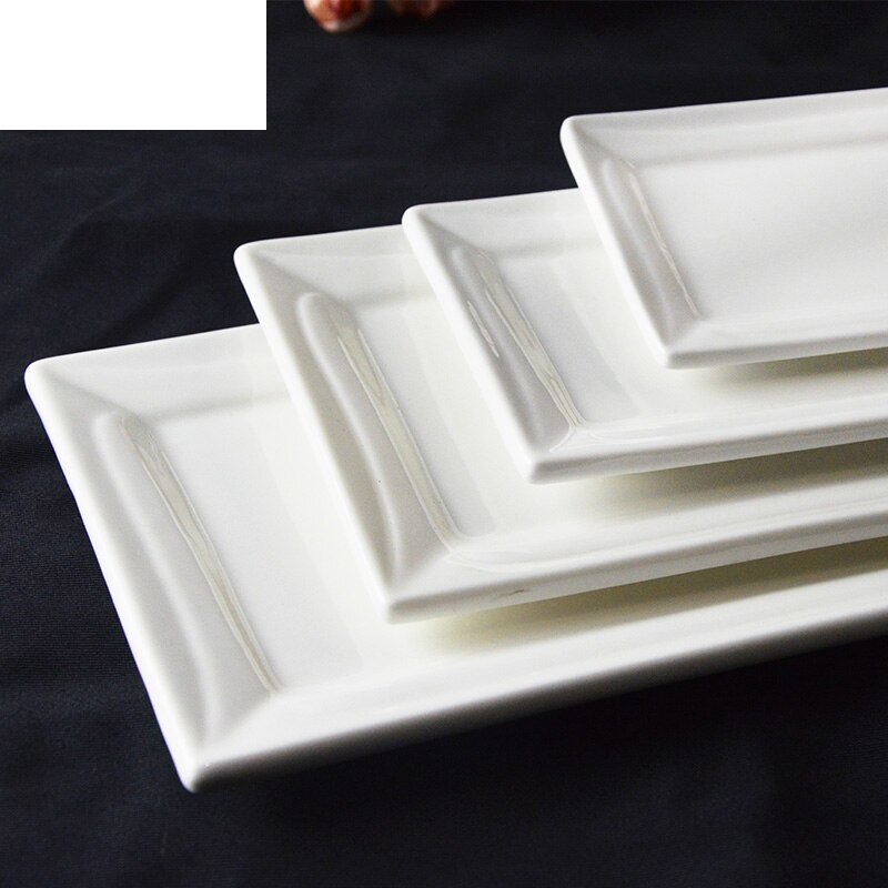 Ceramic Vegetable Dishes Household Utensils Rectangular Sushi Dishes Pure White Hotel Features Dinner Plates Tableware