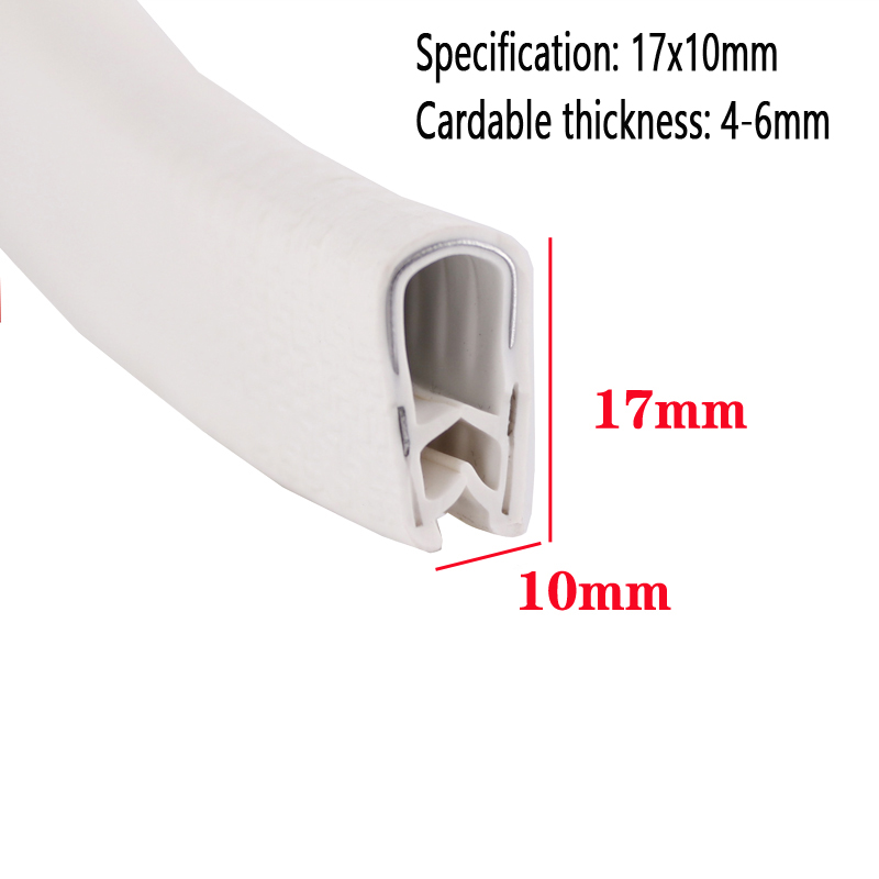 5m længder clmap fortykket panel u-formet gummitætningsliste kant gummibeskyttelsesliste metalplade kant gummiliste: Beige