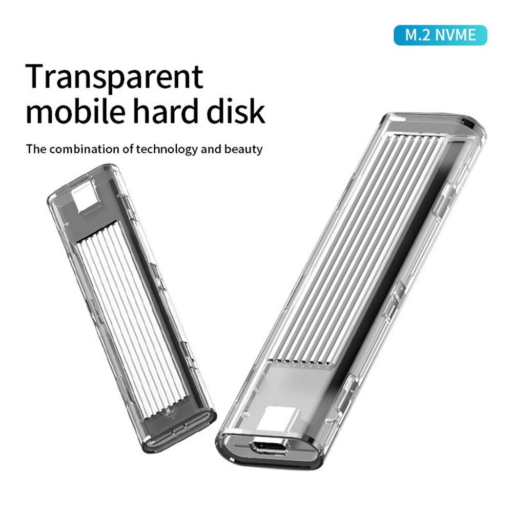 M.2 SSD Case M.2 to USB C Transparent Hard Drive Box for NVME PCIE NGFF SATA M/B Key SSD Disk NVME SSD Enclosure 10Gbps