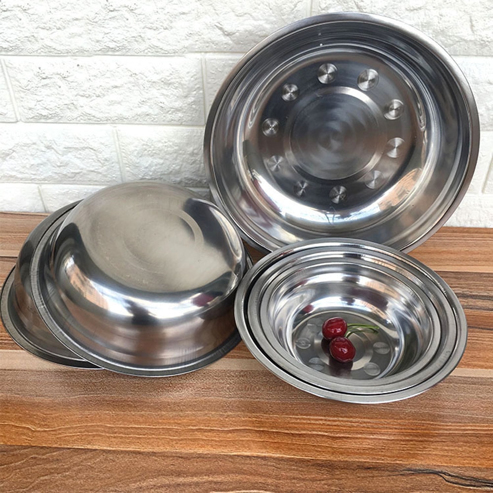 Rvs Mixing Bowls Nestelen Metalen Huishoudelijke Keuken Wastafel Kleine Grote Ronde Gerechten Kom Ei Kom