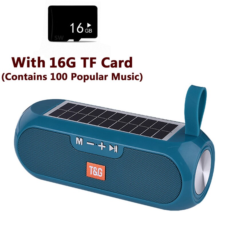 Altoparlante del Bluetooth Portatile Senza Fili Solare Accumulatori E Caricabatterie Di Riserva Boombox Colonna 3D Stereo Music Box Impermeabile USB AUX FM Radio Super Bass: Green with TF Card