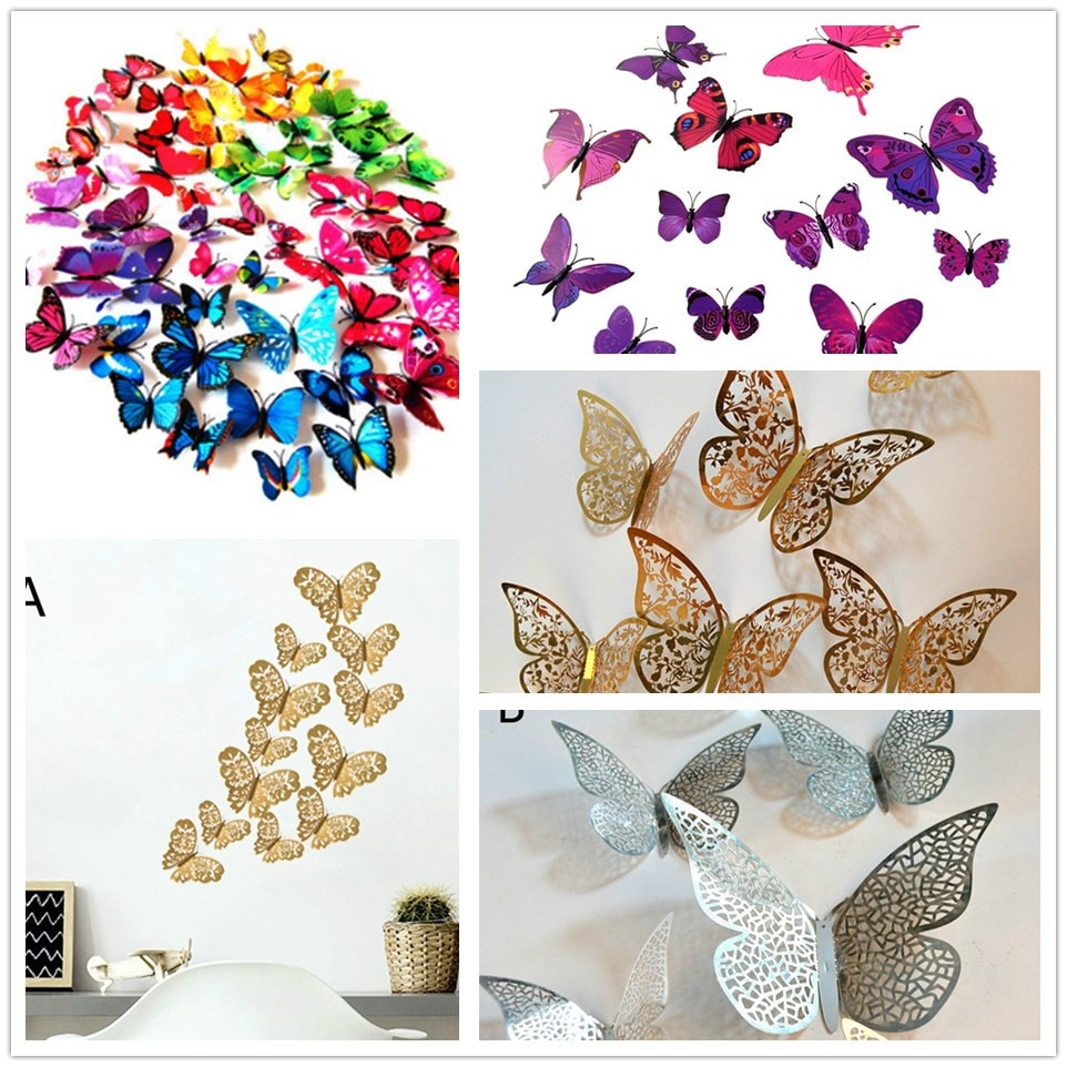 3d driedimensionale muurstickers vlinder muurstickers maat 12 pak bruiloft gordijn etalage stickers huisdecoratie