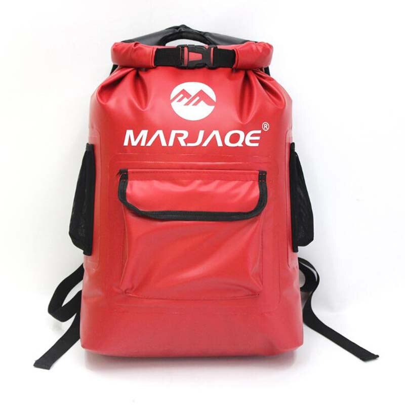 PVC Waterproof Dry Bag 22L Outdoor Foldable Trekking Bag Beach Swimming Bag Rafting River Ocean Backpack Black/Orange/Green/Blue: red