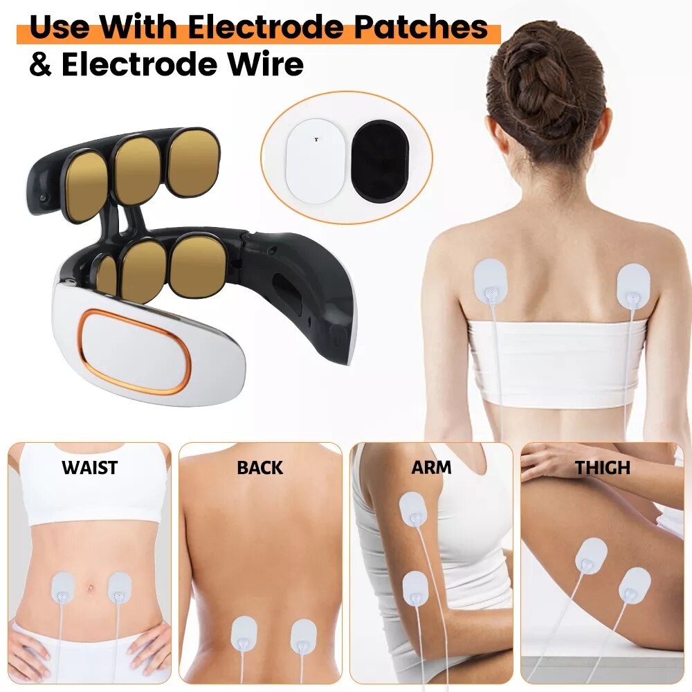 6 Heads Electric Neck and Back Pulse with Heat Pain Relief Relaxation Cervical Massager