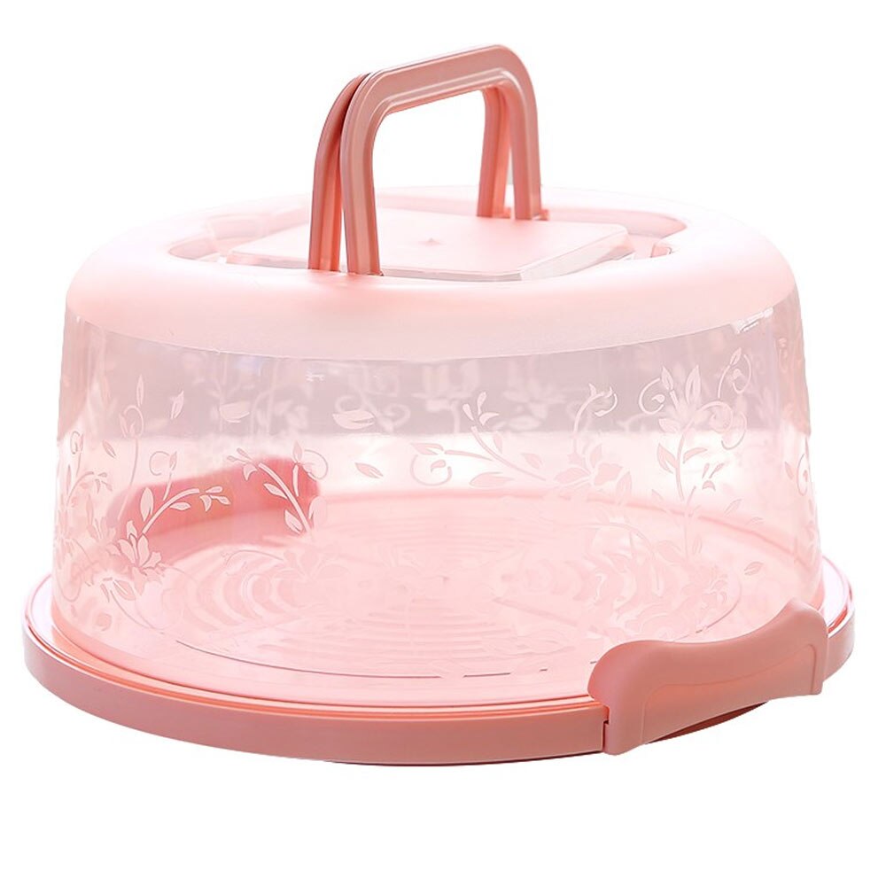 Cake Storage Box Cake Box Cupcake Container Plastic Round Portable Durable Handheld Birthday Kitchen Tool Sealing Bar Wedding: Pink