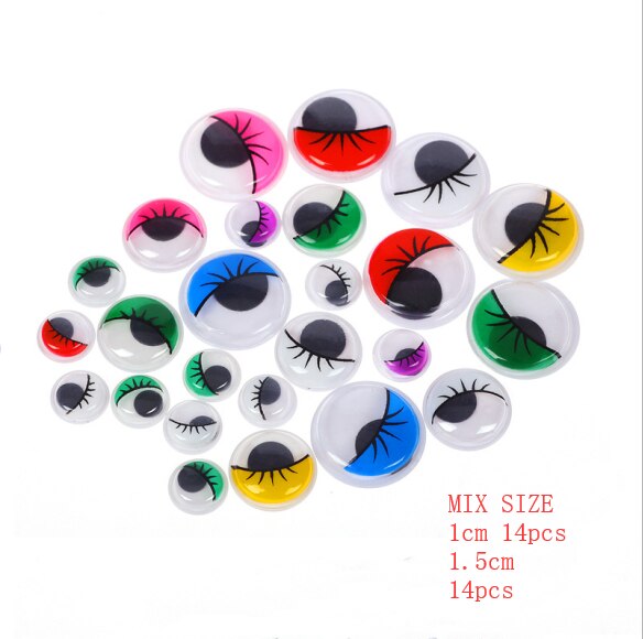 Beweegbare Zelfklevende Ogen Creatieve Hand Diy Met Wimper Kralen Bevestigd Zwart Wit Oog Klei Accessoires Kid Hand Materiaal: mix size 42pcs