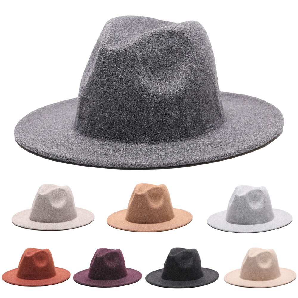 2020 di inverno fedora cappelli per le donne moda Piatto Tesa larga Morbida lana di jazz fedora Cappelli per gli uomini Leopardo gotico superiore cappello da sposa d'epoca