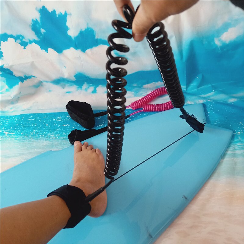 Fita de prancha de surf anti-perda, tpu de 10 pés 7mm com gira dupla, corda segura de esportes aquáticos, trela de prancha de surf com fecho de gancho