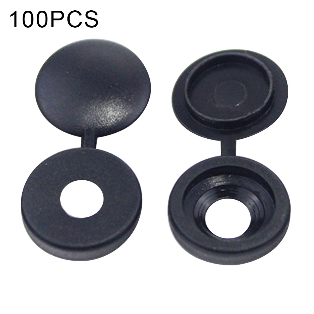 500/100Pcs Plastic Hinged Screw Cover Caps Washer Flip Tops Multiple Colour for Furniture Hardware FEA889: black / 1PCS