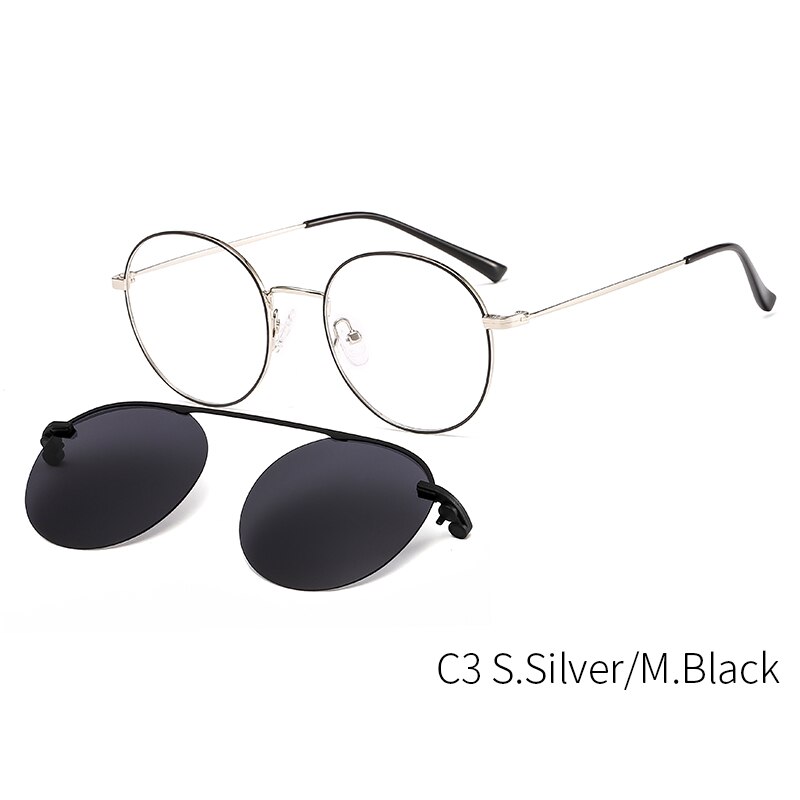 CEOFY – lunettes de soleil polarisées pour hommes et femmes, monture ronde avec Clip magnétique: DP33065C3