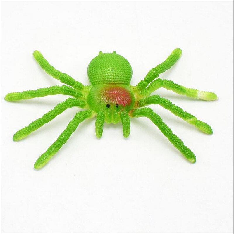 Colorful TPR Simulation Big Spider Insects Model Toys Prank Tricky Scary Toys Halloween Props Children's Model Toys: Light Green