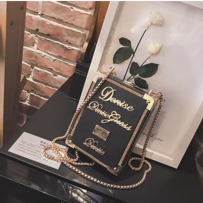 luxe lettre diamant boîte Style Pu femme sac à bandoulière fourre-tout sac à bandoulière Mini Messenger sac de fête pochette sac à main rabat: Black
