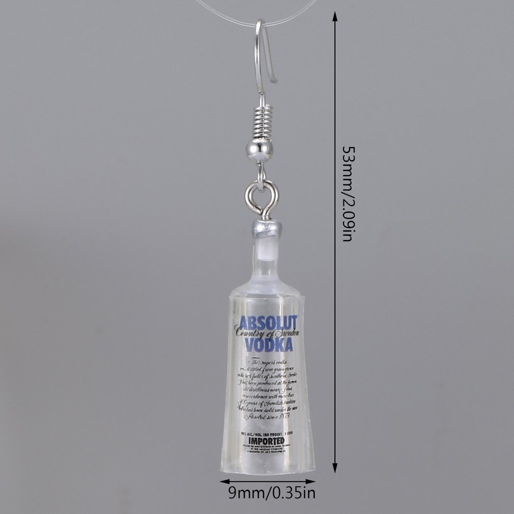 Kreatywne fajne butelki wódki spadek kolczyki śmieszne styl picia kreskówka przezroczysta butelka dyndać kolczyki dla kobiet