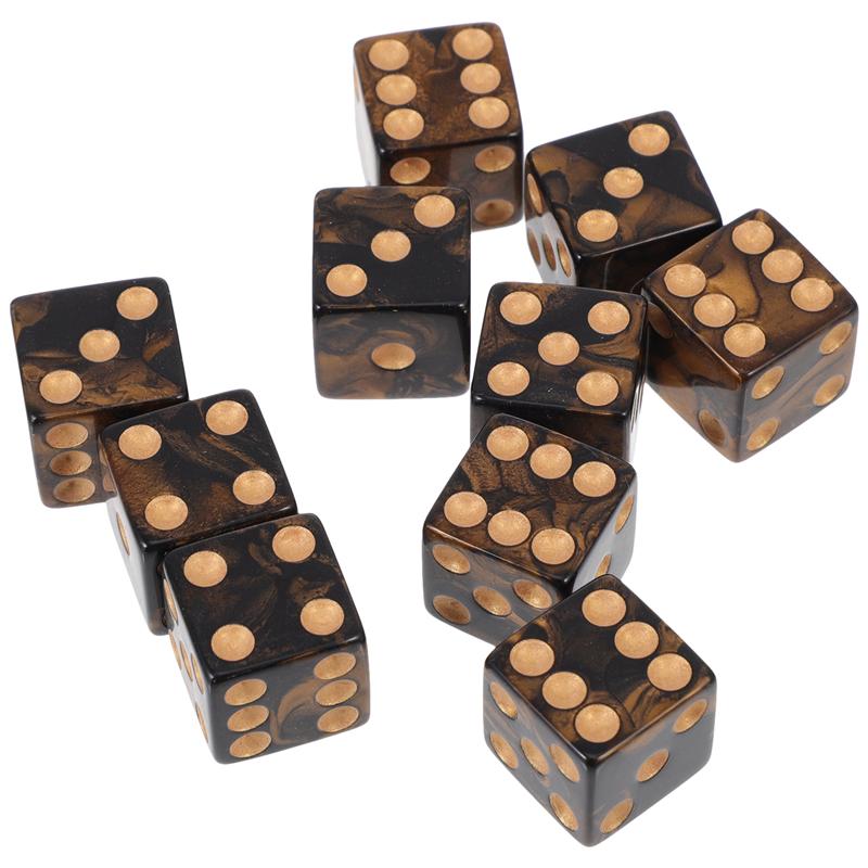 10pcs Durable Six Sided Dices Multi-sided Dice Props Solid Dice for KTV Party Games Teaching: Kaki scuro