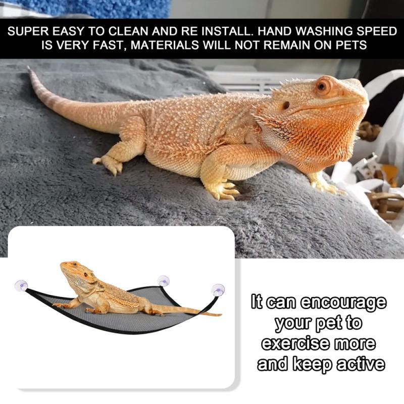 Reptile Hammock Recliner With Suction Cup For Lizard Gecko To Climb Triangle Net
