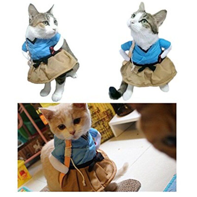 Funny Cat Costume Uniform Suit Cat Clothes Costume Puppy Clothes Dressing Up Suit Party Clothing For Cat Cosplay Clothes
