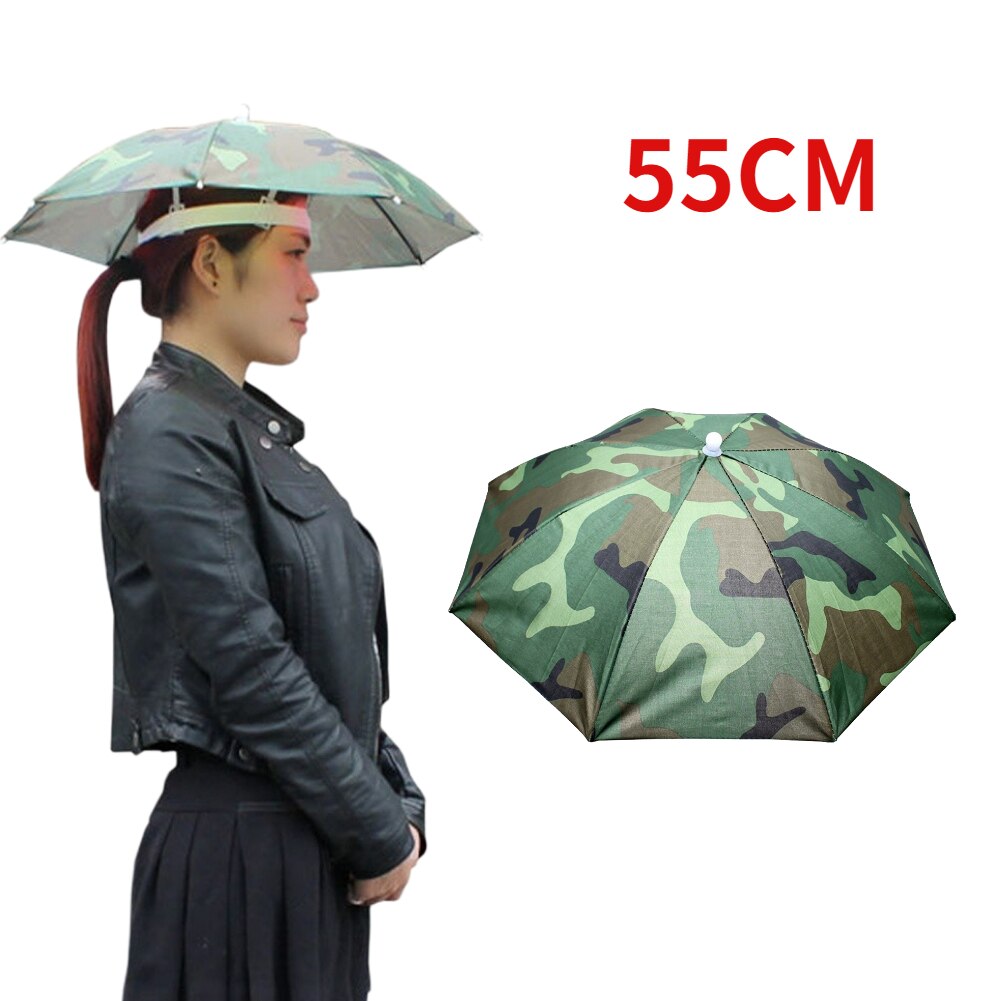 Outdoor Opvouwbare Hoofd Paraplu Hoed Zon Cap Anti-Regen Anti-Zon Vissen Golf Fietsen Wandelen Camping Schaduw paraplu Hoed: Zilver